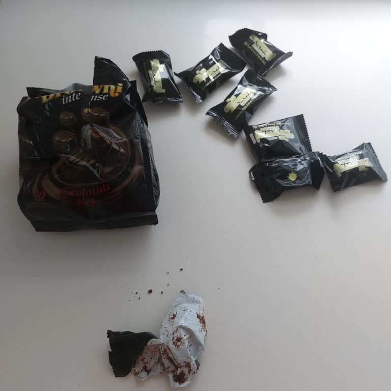 Eti Gıda Eti Browni Açılmış Paket Ve Paketin İçinden Çıkan Kırıntılar