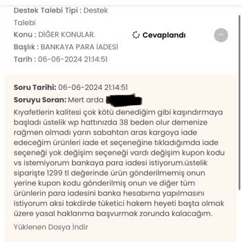SC Sarvin Para İadesi Yapılmaması Ve Kalitesiz Ürün