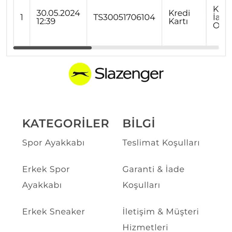 Slazenger Eksik Sipariş Eksik İade