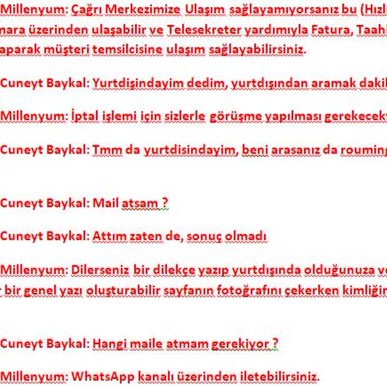 Millenicom İnternet Abone İptali!