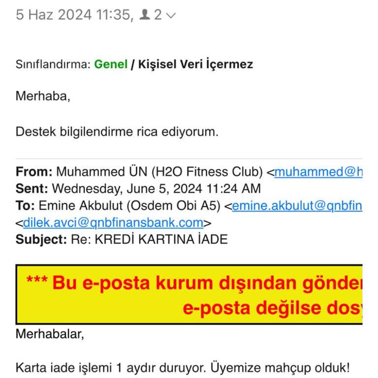QNB Finansbank Karta İade Yapamadı.