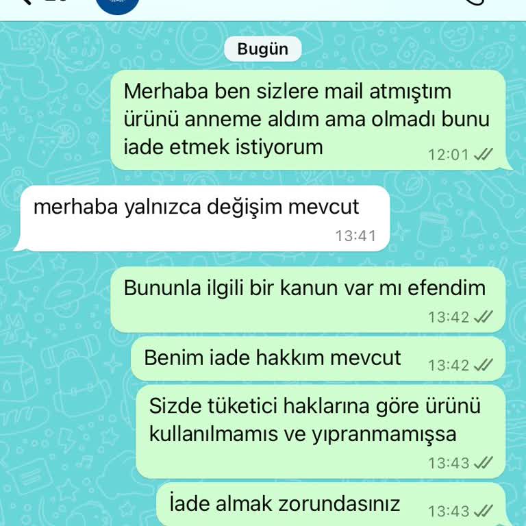 Mervenakyuz İade Kabul Etmiyor