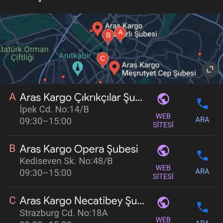 Aras Kargo Meşrutiyet Cep Şube