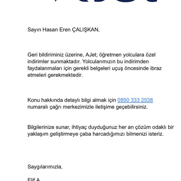 Ajet Öğretmen İndirim Mağduriyeti