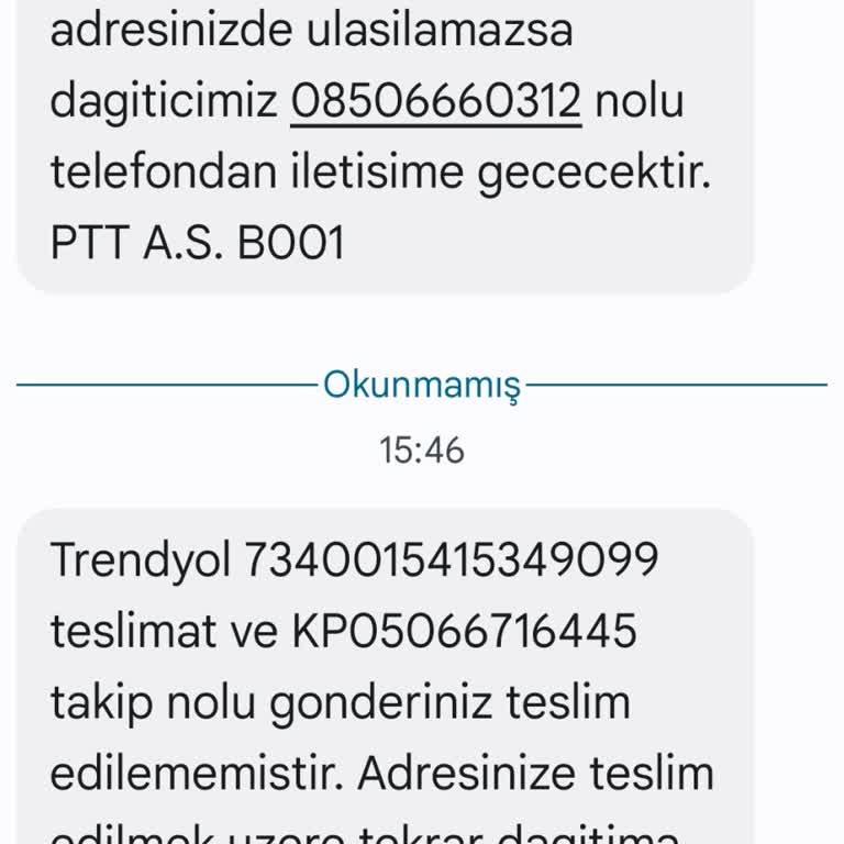 PTT Kargo Teslim Edilmeyen Kargo