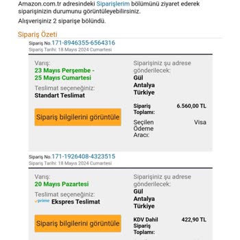 Amazon Sitesi Siparişi Göndermedi