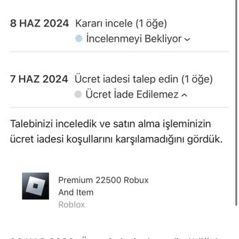 Roblox Para İadesi Çocuk Satın Alma İşlemi