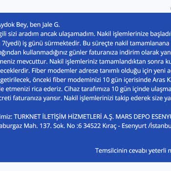 TurkNet Nakil Ücretinde Bilgilendirme Eksikliği Ve Müşteri Hizmetleri Sorunu