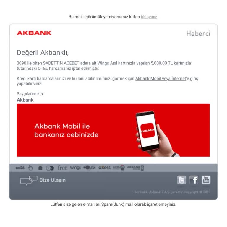 Akbank Kredi Kartı Harcama İadesi