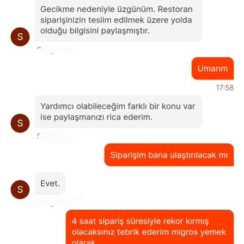 Migros Yemek Sipariş Teslim Edilmedi Ve 4 Saattir Bir Çözüm Bulunamadı