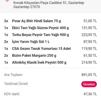 Yemeksepeti Market Carrefour SA Yanlış Ürün Gönderimi