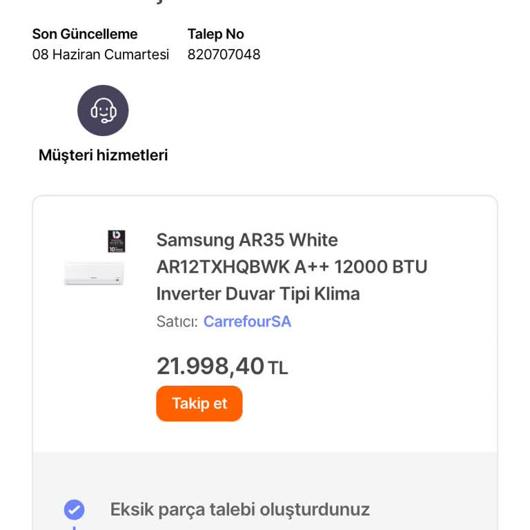 Carrefour SA Eksik Parça Gönderdi