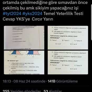 ÖSYM 8 Haziran 2024 Tarihinde Yapılan TYT Sınavı