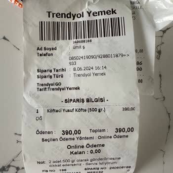 Trendyol Yemek Eksik Ürün, Ücret İadesi De Reddedildi