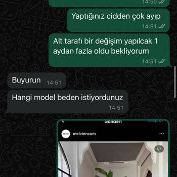 Melviencom Param İade Edilmedi Değişimde Yapılmadı Oyalayıp Durdular