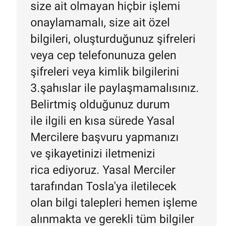 Tosla Hesabım Bloke. Açıklama Yok.