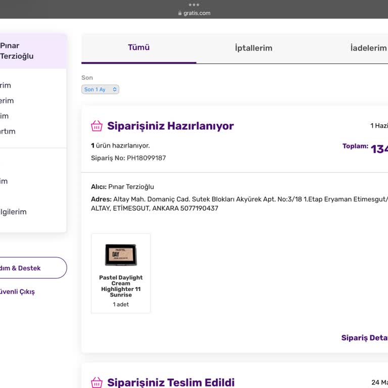 Gratis Siparişim Hala Kargoya Verilmedi