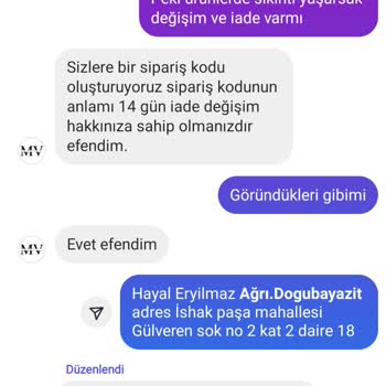 moda kiwii (Instagram: moda.kiwii) Yanlış Kod Girişi Sonrası İade Sorunu