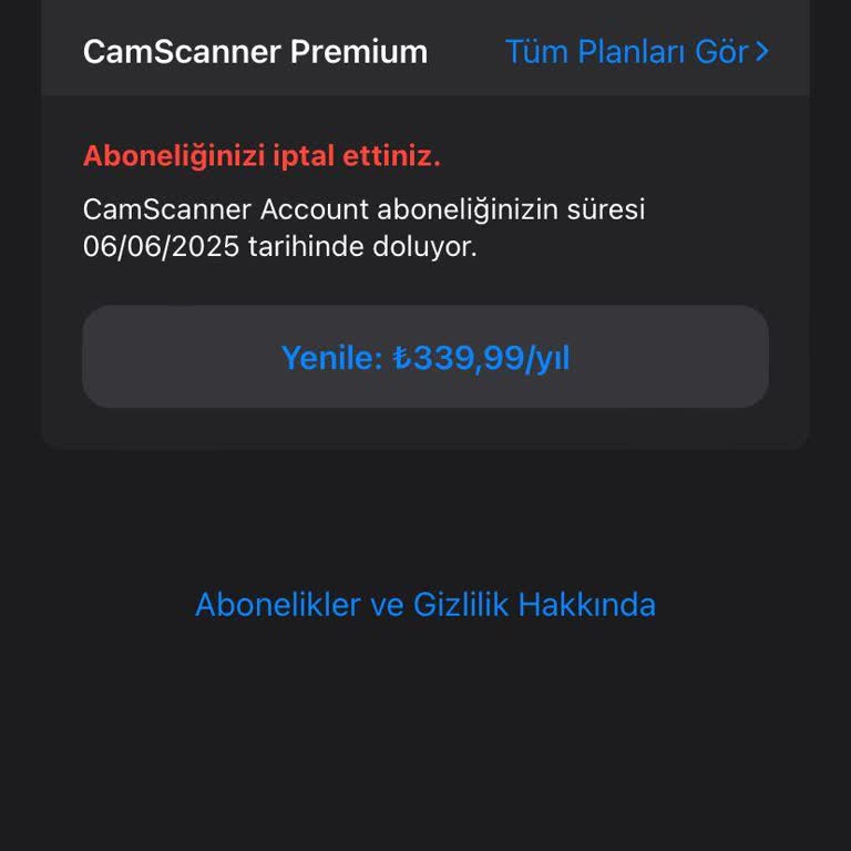 Camscanner Habersiz Abonelik Sonucu Ücret İadesi
