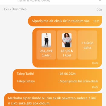 Trendyolmilla 6 Ürün Eksik Gönderdi!