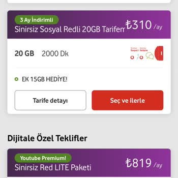 Vodafone, Geçebileceğim Tarifeler Bana Uygun Değil