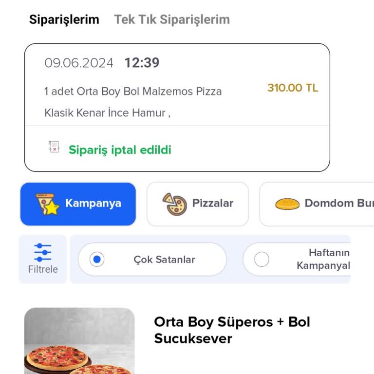 Domino's Siparişe Ek Ürün İstemeleri