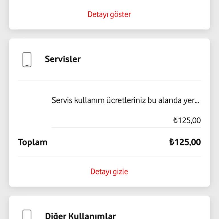Vodafone 125 Lira Servis Ücreti