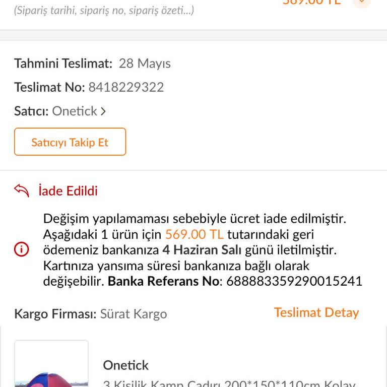 Trendyol İptal Edilen Ürün