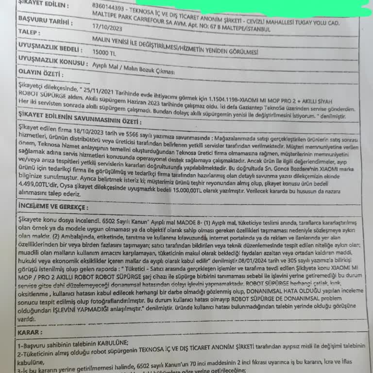 Teknosa Süpürge Şikayeti 2024