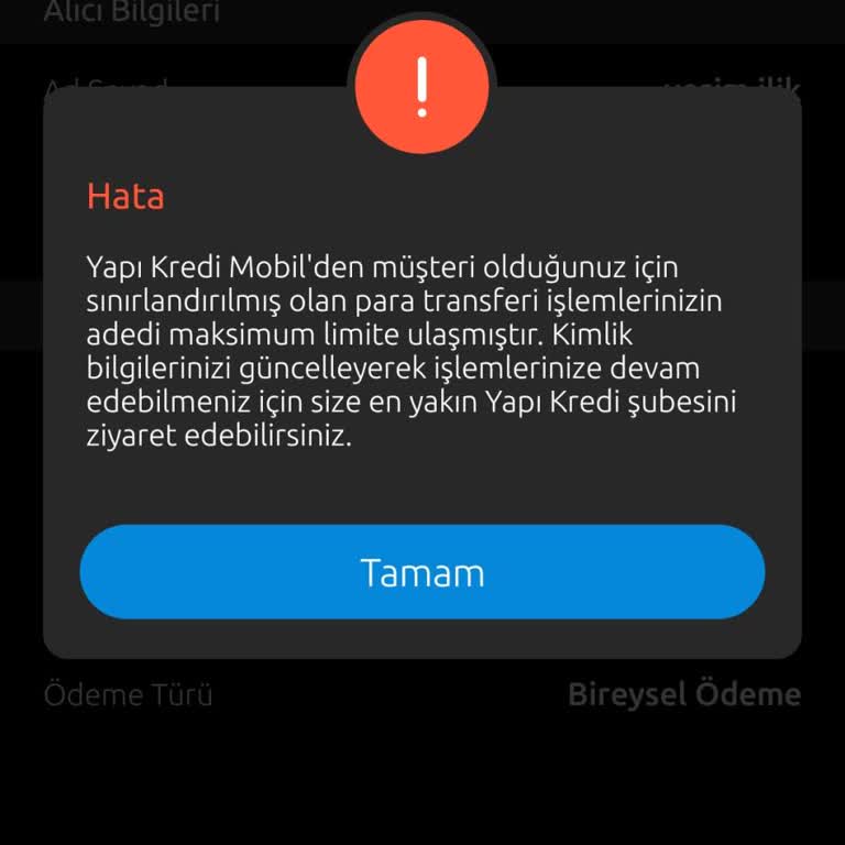 Yapı Kredi Bankası Gönderim Limiti Kısıtlaması