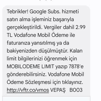 Vodafone Google Subs Ödemesi