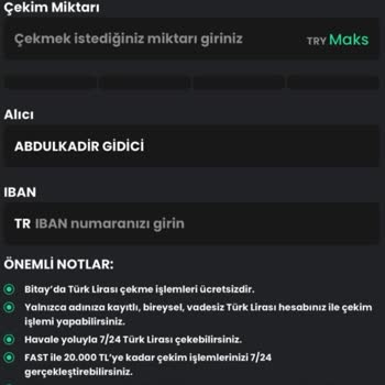 Bitay Para Çekme Sorunu. Para Hesaba Yatmıyor