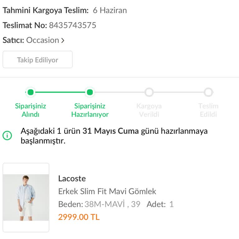 Occasion Trendyol Siparişleri Kargoya Verilmiyor