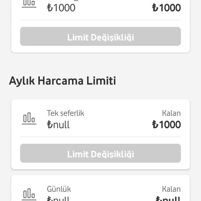 Vodafone Mobil Ödeme Limiti "null"