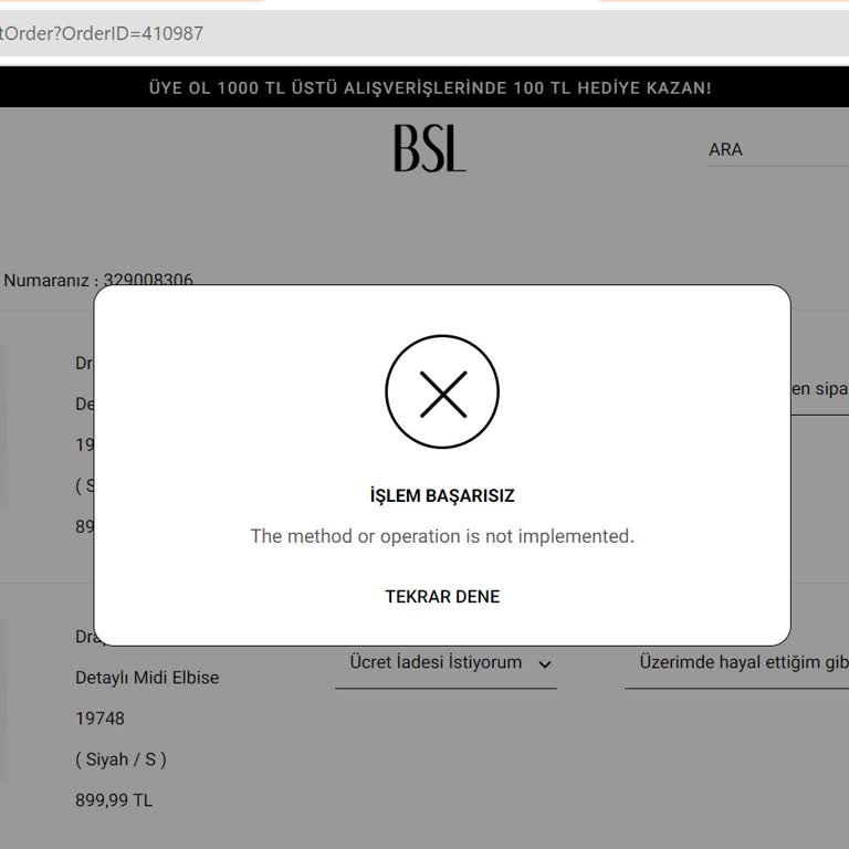 Bsl İade Sorunu - 12 Gündür Deneme