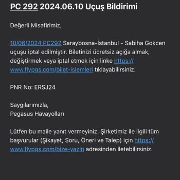 Pegasus Yine Uçak Biletini İptal Etti