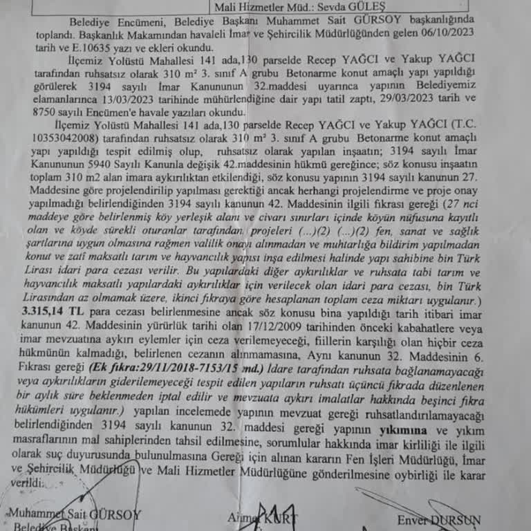 Arsin Belediyesi Ruhsatsız Yapının Yıkım Karasını Uygulamıyor