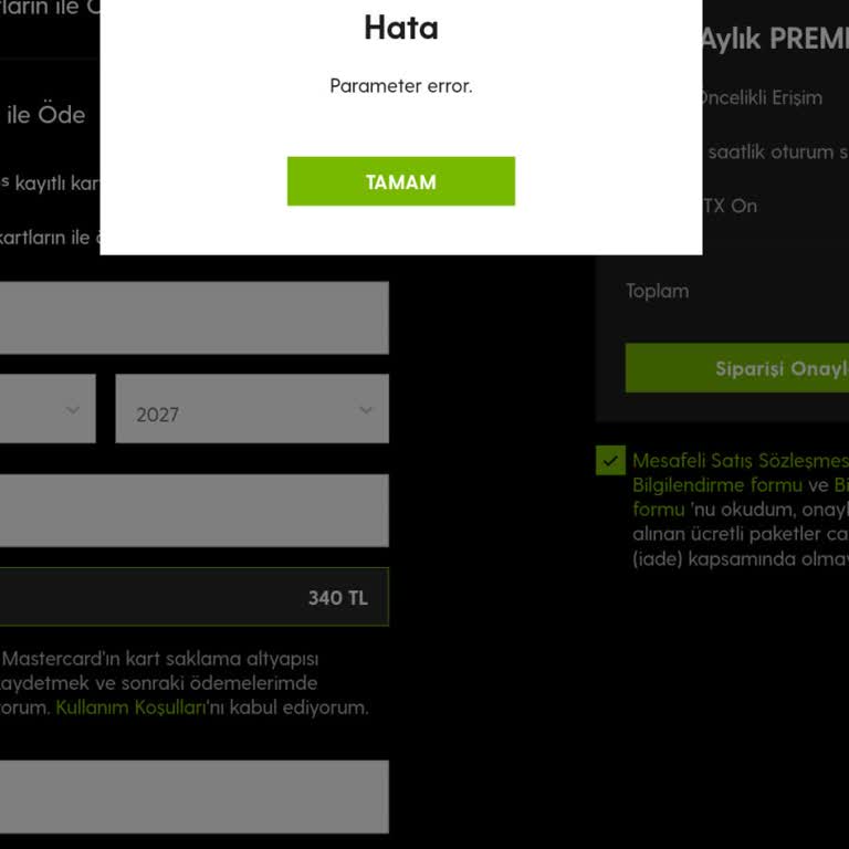 Geforce Now Satın Alım Hatası
