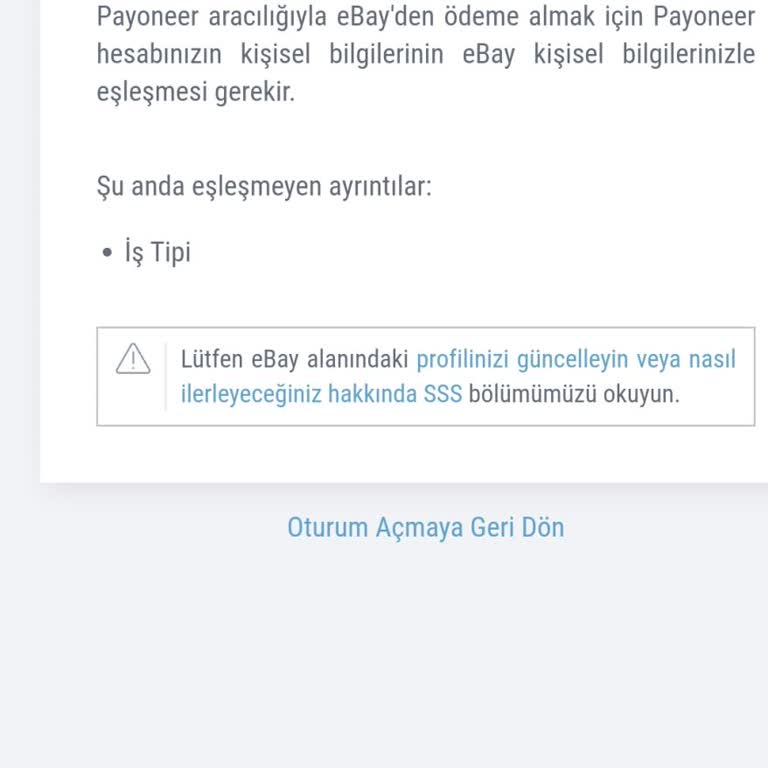 Ebay Payoneer Bağlanma Sorunu