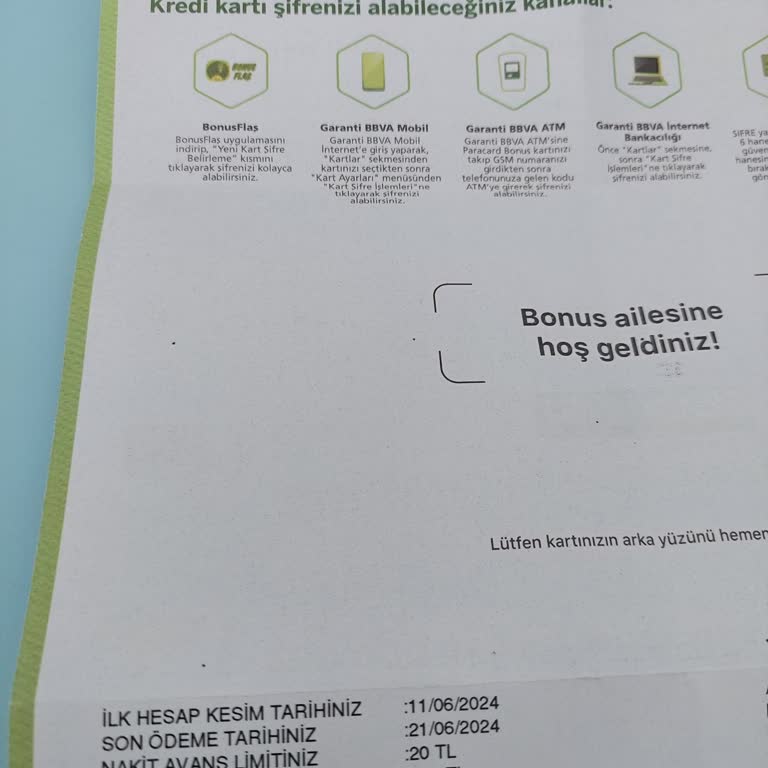 Garanti Bankası 250 TL Lik Kredi Kartı Limiti