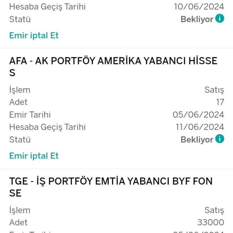 Garanti BBVA Yatırım Garanti Fon Satış Emri Gerçekleşmiyor
