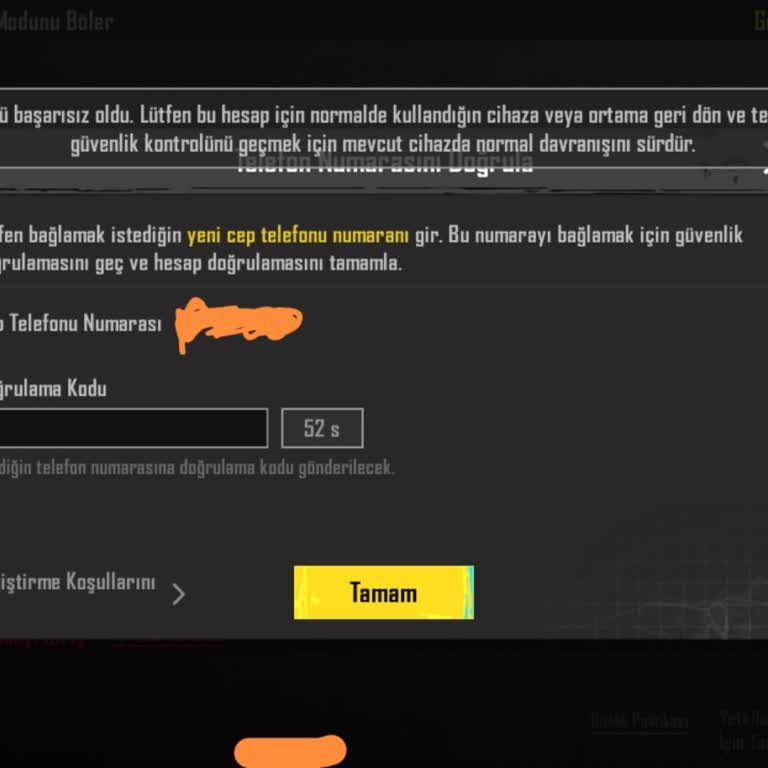 PUBG (Pubgmobile.com) Hesabımın Telefon Numarasını Değiştiremiyorum