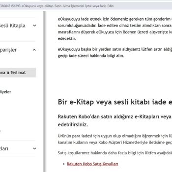Kobo İptal Ve İade Hakkım Olmaması, Buna İlişkin Bilgilendirme Bulunmaması