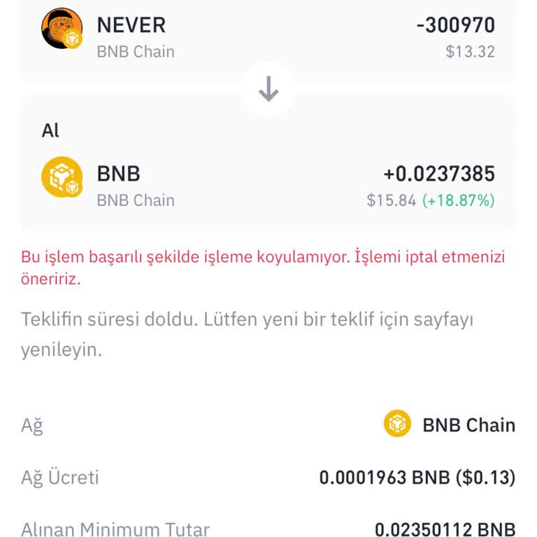 Binance Never Coin Satamıyorum