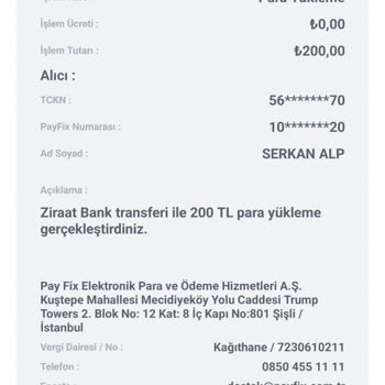 Payfix Hesabına Lira Yükleme