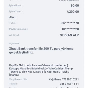Payfix Hesabına Lira Yükleme