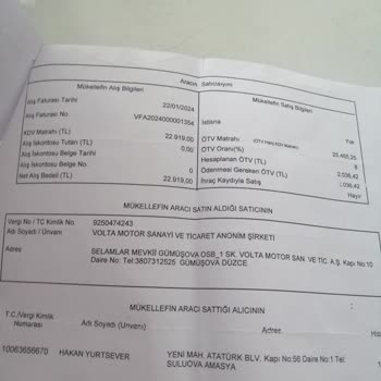 Volta 125cc APEC Motorumun Tescil Ve Plaka Basım Evraklarını Alamıyorum