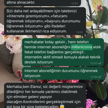 Millenicom'un Sonuçlanmayan İnternet Aboneliği Başvurusu