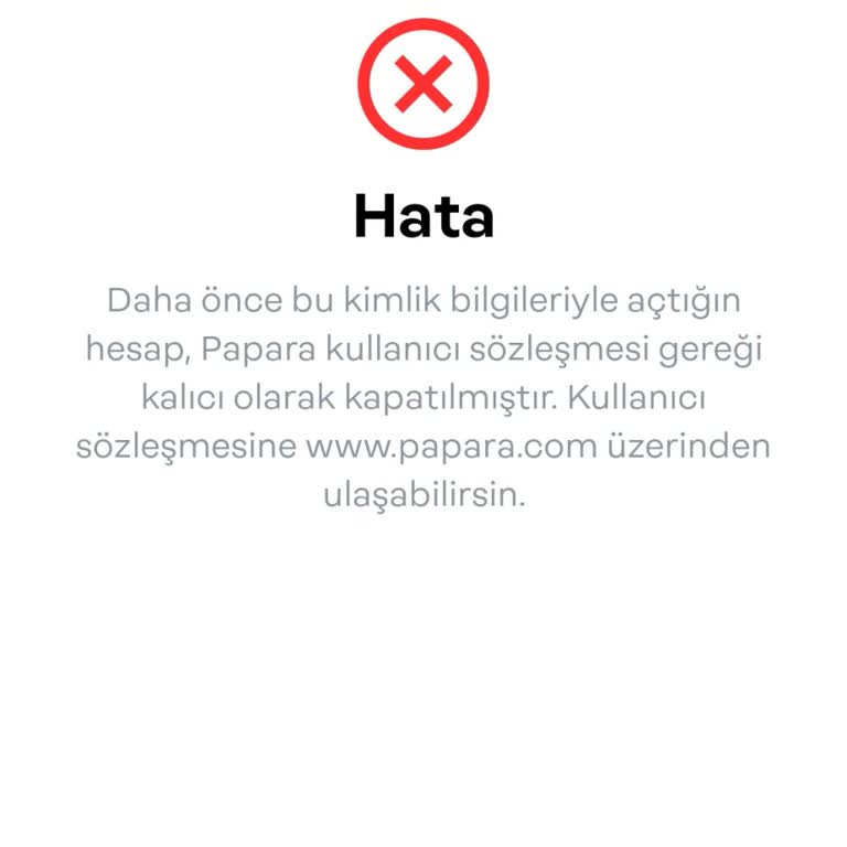 Papara Oturum Açma Hatası