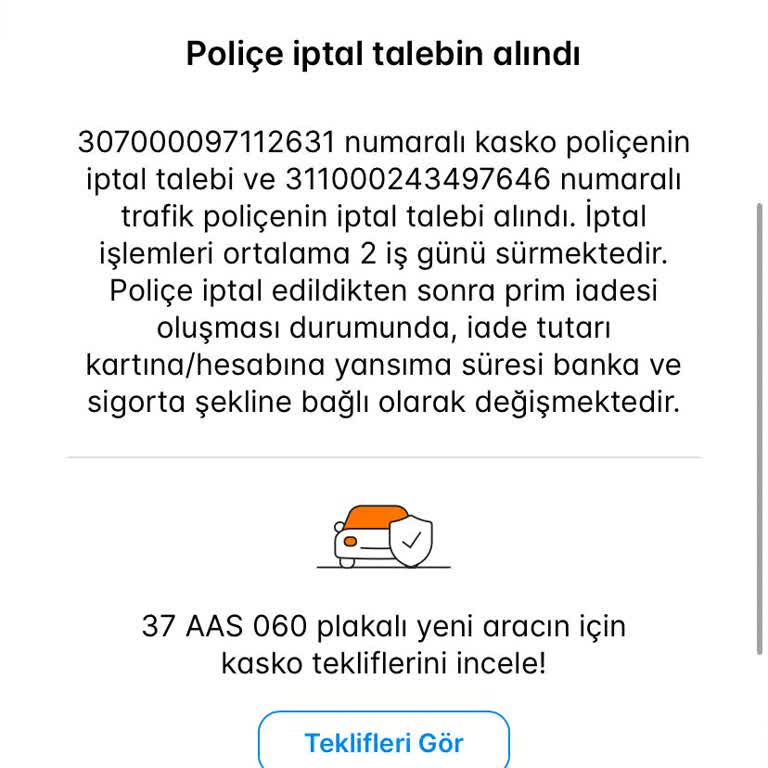 Sigortam.net İptal Talebi Yavaş